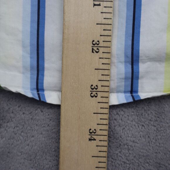 Tommy Hilfiger Denim Shirt Mens XL Blue Green Striped Logo Button Up Casual - Picture 4 of 16